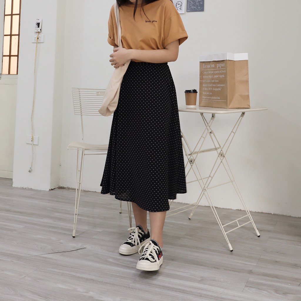 Chân váy midi chữ A 2 lớp - Flowy Skirt - ufo.thebasic