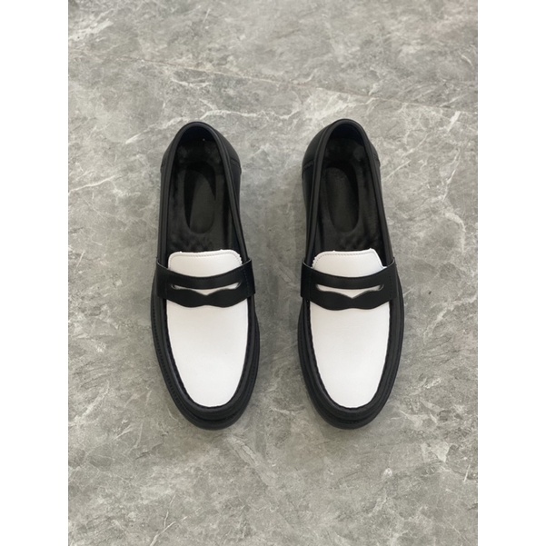 Penny Loafer Black White giá rẻ, giày lười nam Local Shoes kiểu dáng Modern