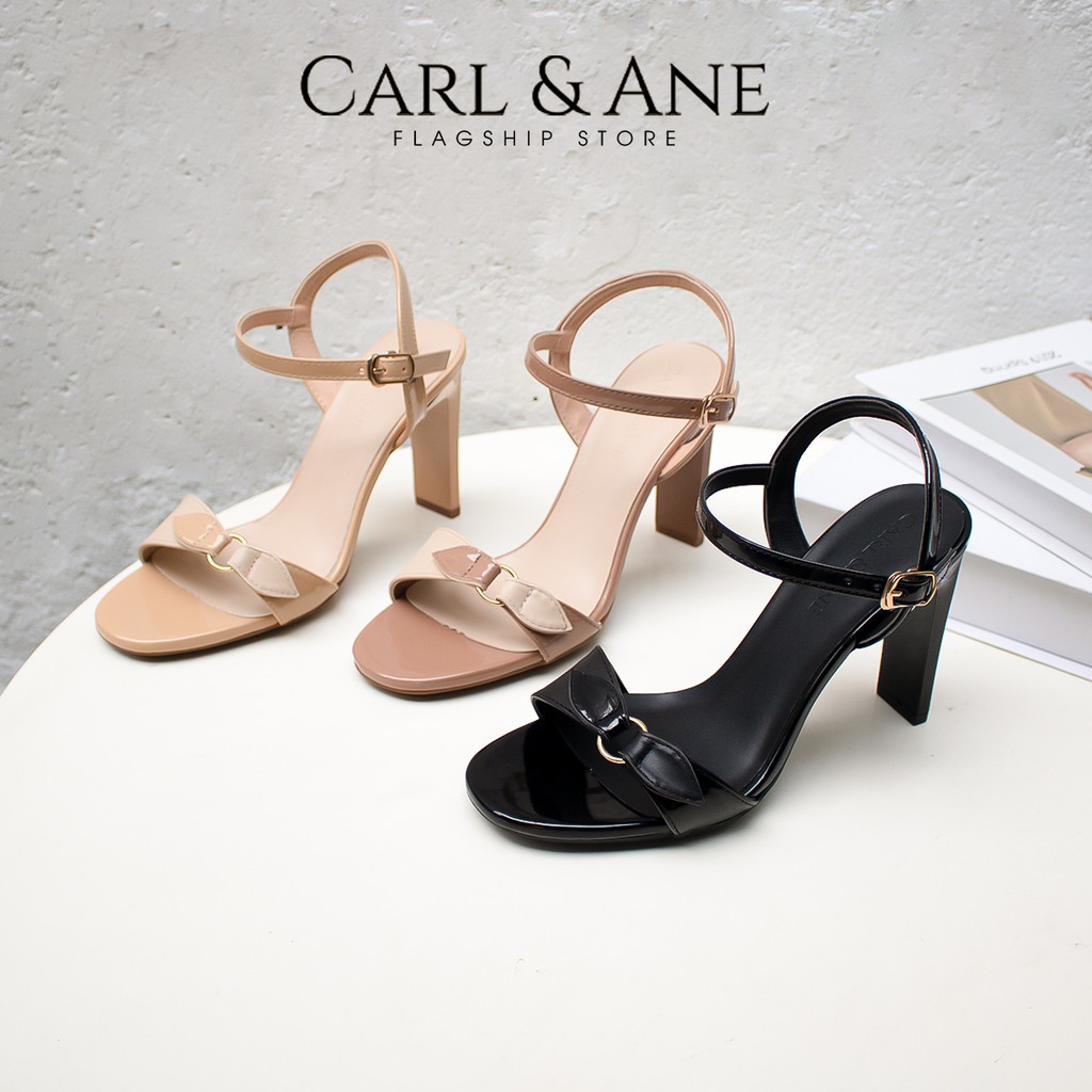 Carl & Ane - Giày sandal phối nơ đính móc khóa 10cm màu nude _ CS007