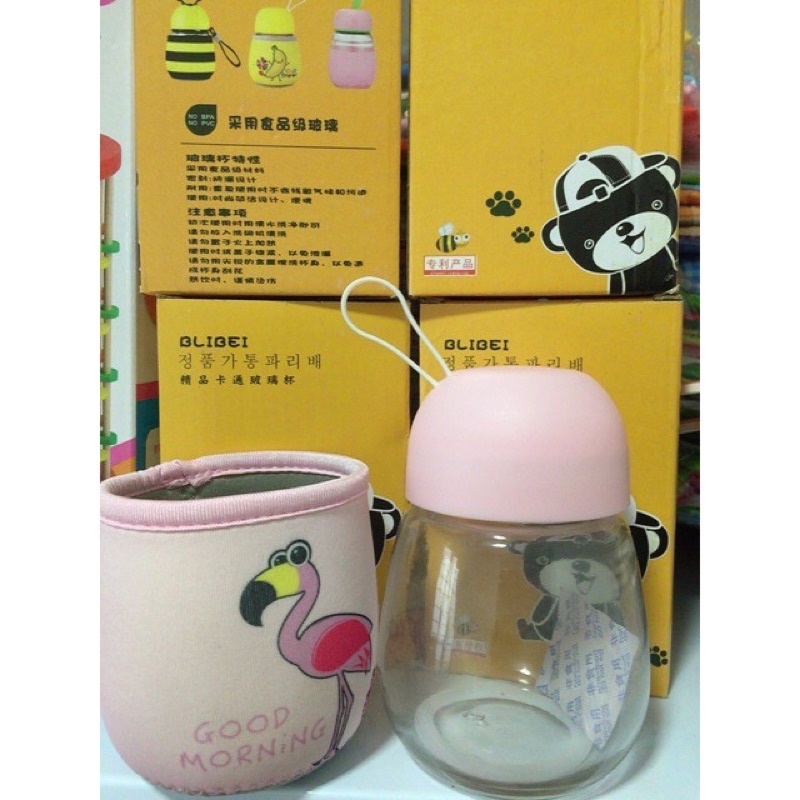 Bình ủ cháo giữ nhiệt bằng thủy tinh kèm dây treo 300ml tiện lợi