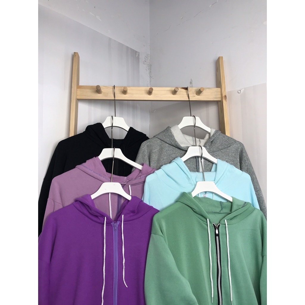 Áo khoác nỉ trơn nam nữ có mũ BASIC HOODIE ZIP freesize phom rộng nhiều màu mặc đôi unisex