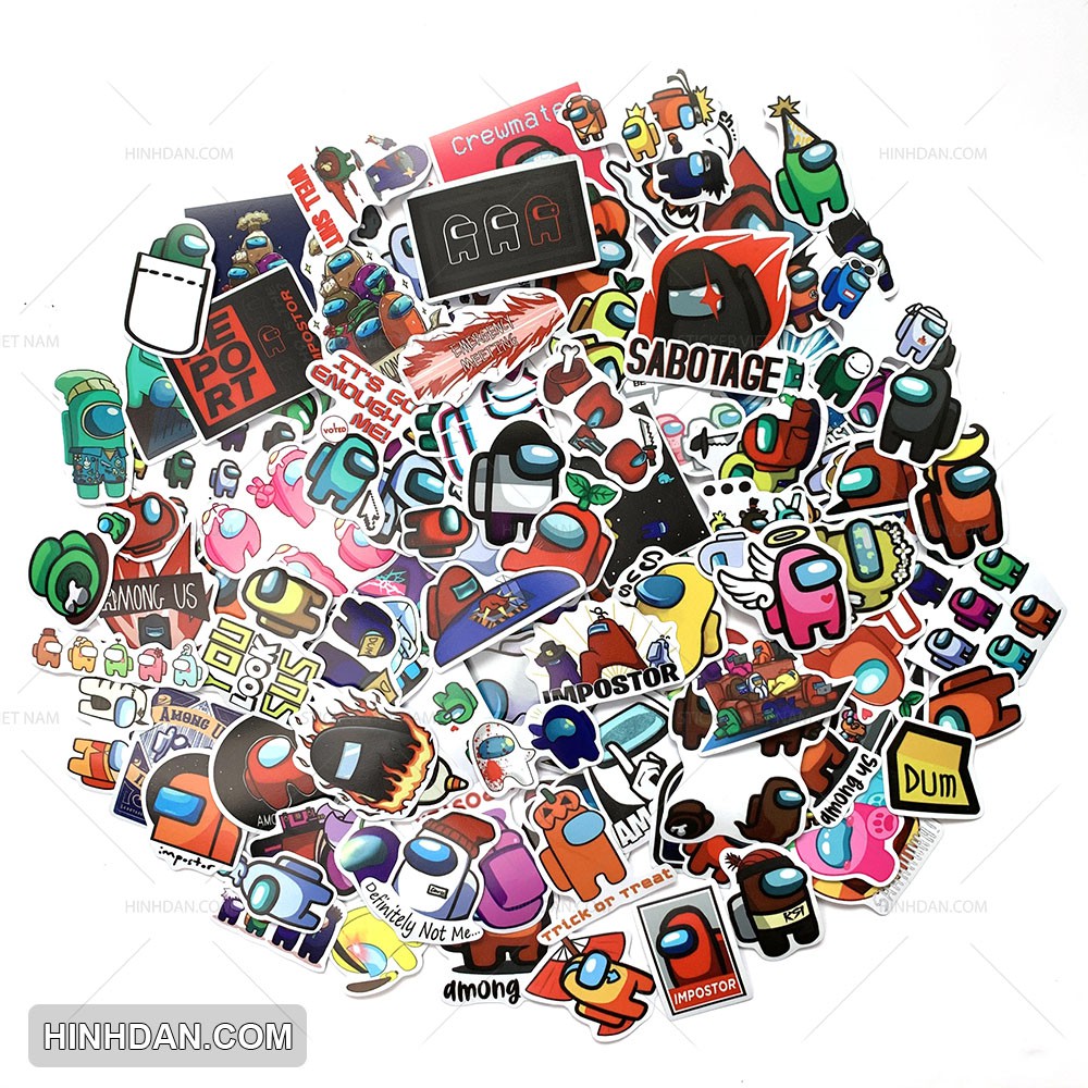 Among Us sticker - Chất liệu PVC chất lượng cao chống nước - Kích thước 4-8cm