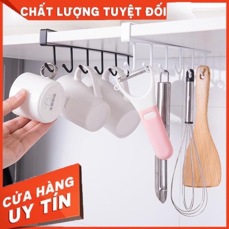 (Video Clip) Giá Móc Treo Đồ Đa Năng Gắn Cài Kẹp Dưới Tủ Bếp, Kệ Bàn Để Cốc Ly, Dụng Cụ Nấu Ăn Bằng Sắt Tiện