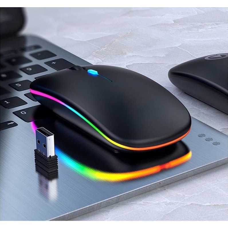 Chuột không dây pin sạc NTH02 2.4Ghz Bluetooth Dùng Pin Sạc 500mAh Không Gây Tiếng Ồn Có Đèn LED - Full Box