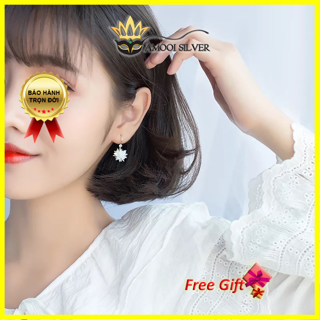 Bông tai bạc S925 đá tuyết - Amooi Silver AB31