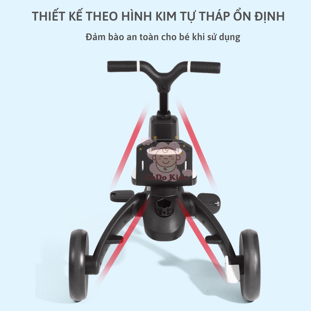 Xe Đẩy Gấp Gọn Cho Bé PLAYKIDS, Xe Chòi Chân 3 Bánh Gấp Gọn 6in1 Dành Cho Bé Từ 1-5 Tuổi