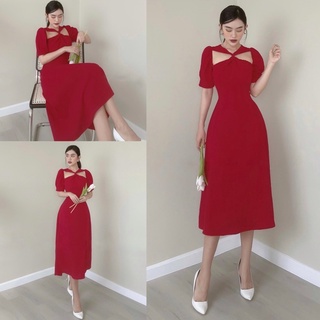 Đầm maxi xoắn ngực so hot
