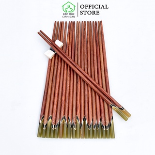 Đũa cẩm lai cẩn thạch màu sừng hahanco bộ 10 đôi - gỗ mộc vân đẹp
