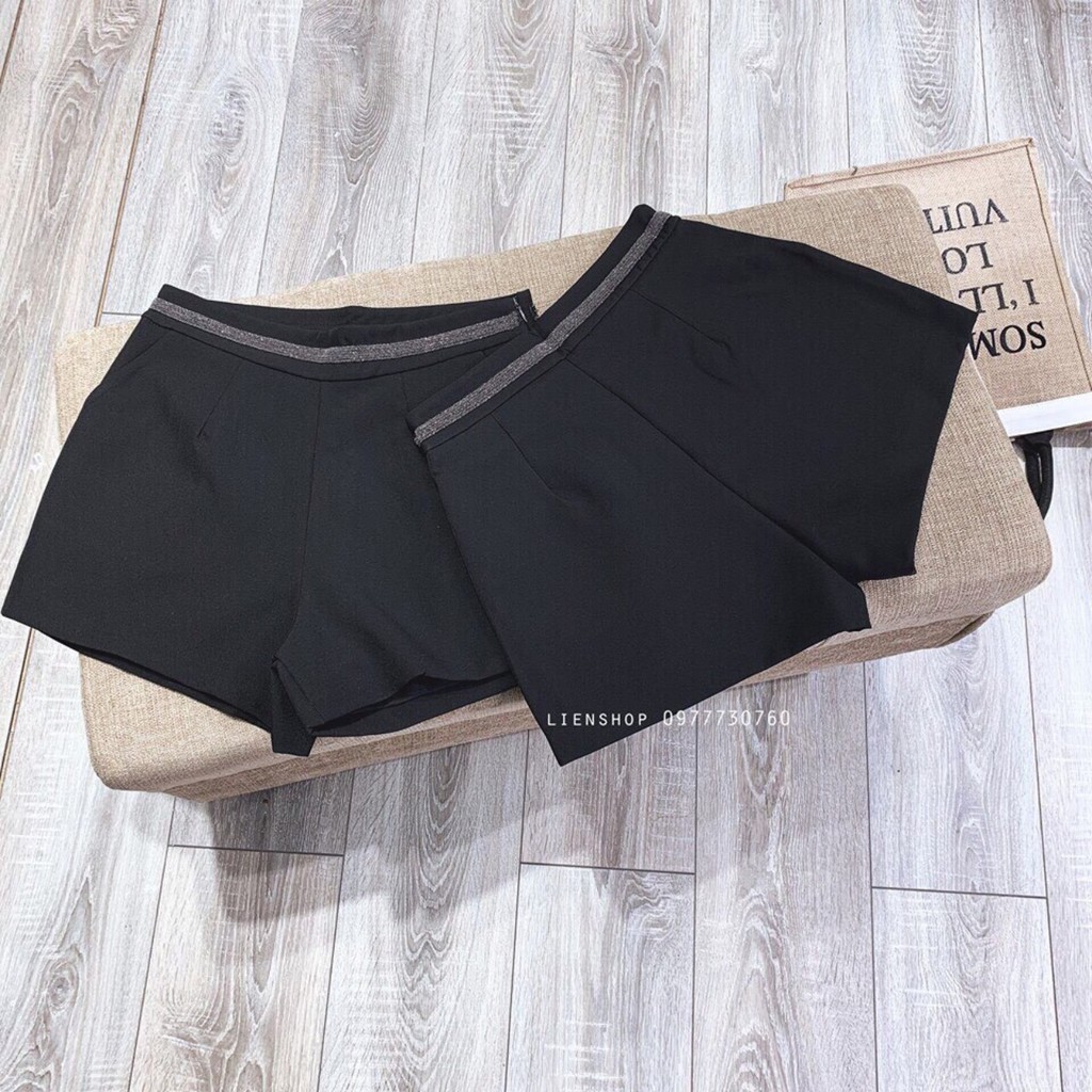 Quần sooc vải cap cao viền kim sa kèm ảnh thật