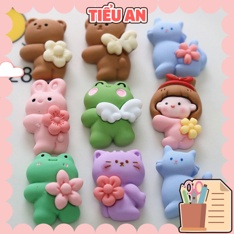 Charm (C542) slime/ Dụng Cụ Charm Trang Trí [Ko Keo &amp; Nút] Hình Bé Thú Gài Hoa Xinh Xắn - Giá 1 cái