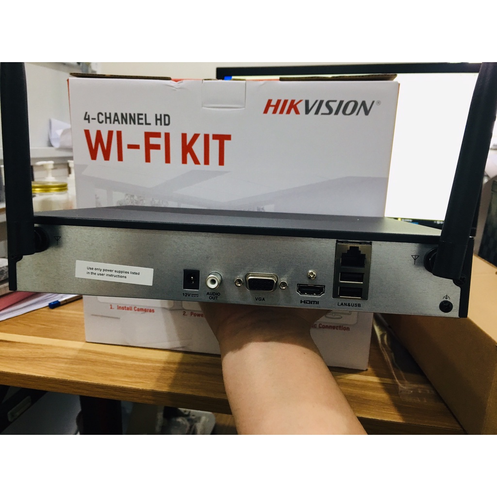 Bộ kit 4 Camera wifi và 1 đầu ghi IP thân trụ 4MP HIKVISION NK44W0H, không dây, có mic  (chính hãng Hikvision VN)