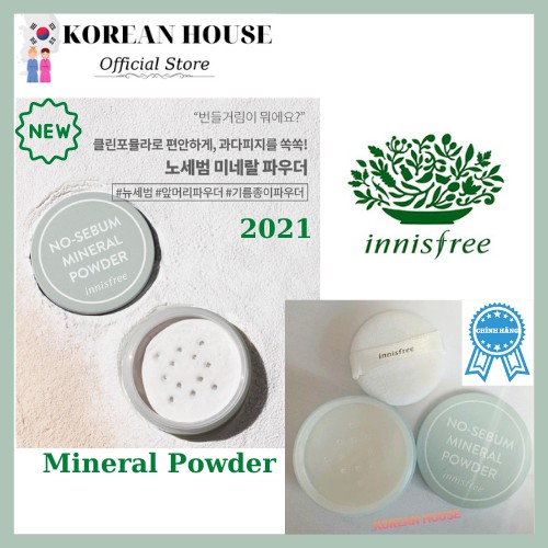 PHẤN PHỦ KIỀM DẦU INNISFREE NO SEBUM MINERAL POWDER_Mẫu mới tháng 3/2021