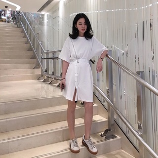 Váy thun khoá thắt đai eo cá tính