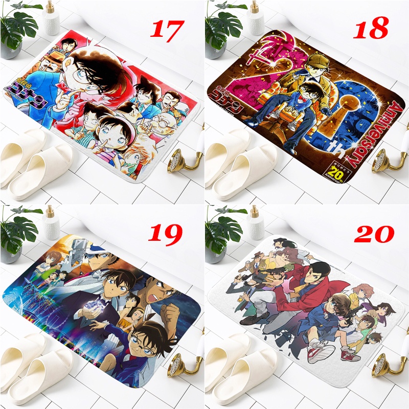 Thảm lót cửa chùi chân Chống Trượt Thấm Hút Tốt In Hình Thám Tử Conan Trang Trí Nội Thất 60x40cm