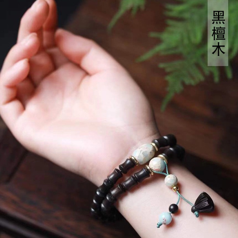 Vòng Đeo Tay Bằng Gỗ Đàn Hương Hai Lớp Cao Cấp