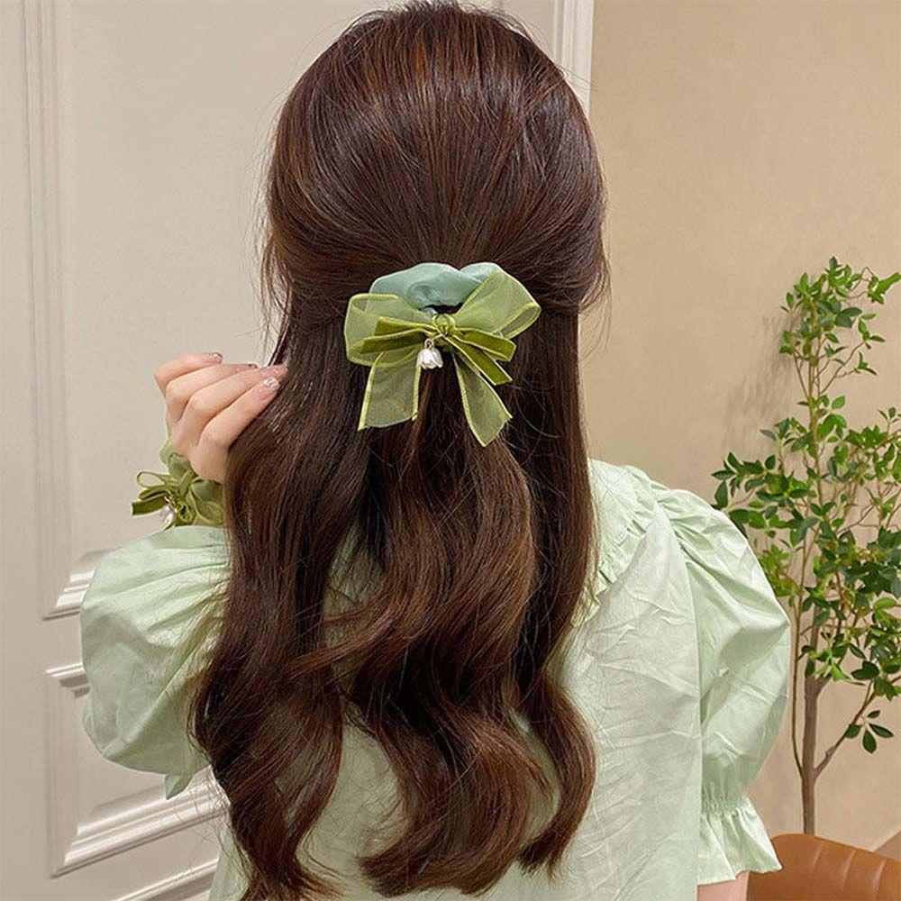 TWINKLE Dây Cột Tóc Co Giãn Đính Hoa Phong Lan Và Chuông Dễ Thương Cho Nữ