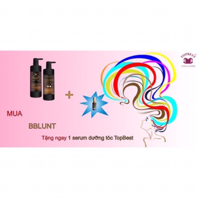 Cặp Dầu Gội xả BBLUNT Keratin 500ml x2 Tặng kèm 1 Serum dưỡng tóc Topbest