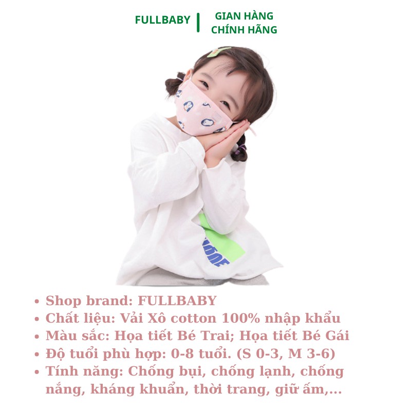 Khẩu trang vải cho bé kháng khuẩn, chống bụi 4 lớp, có nút điều chỉnh độ dài , túi zip xịn xuất Nhật từ 0-6 tuổi