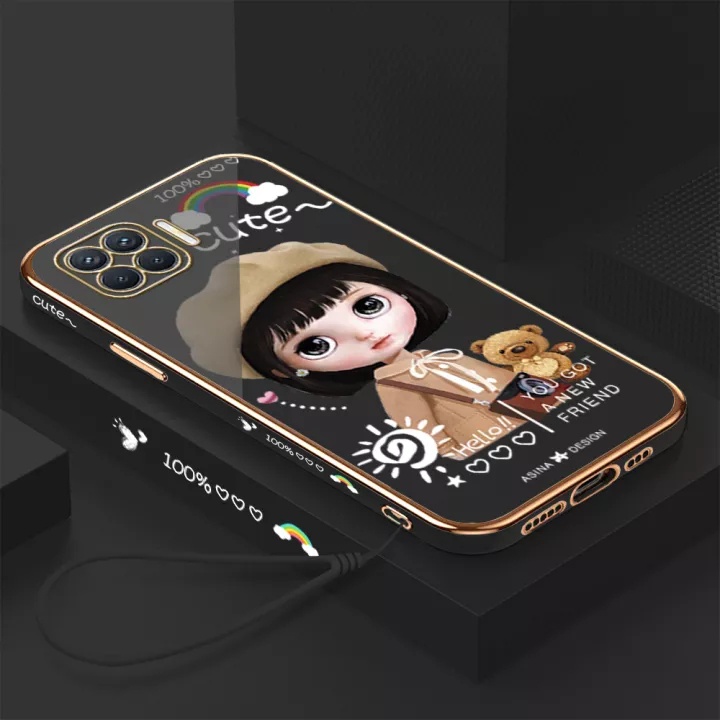 Ốp Điện Thoại Mềm Hình Cô Gái Đội Mũ Beret Cho OPPO F11 PRO A16 A16K A16E A74 4G A95 4G A94 4G A93 RENO5F RENO4 F7 F5