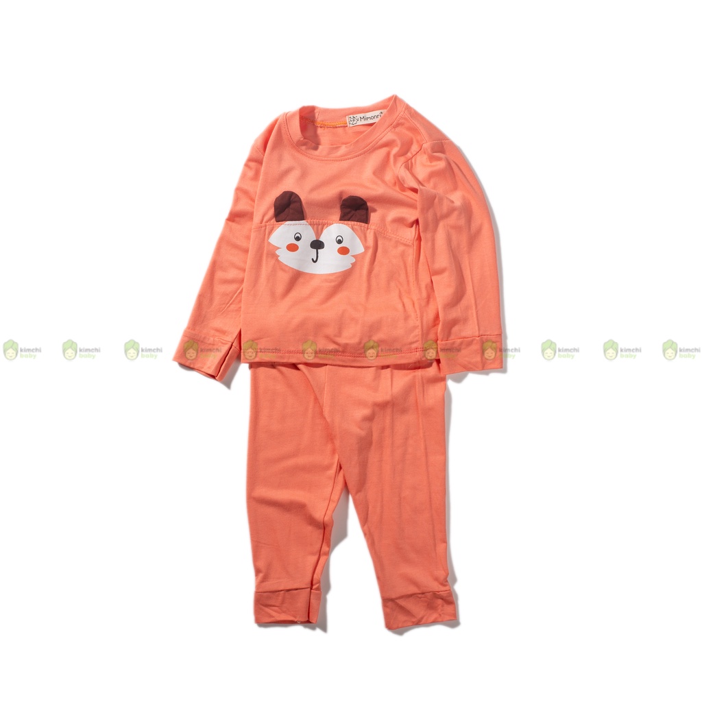 Bộ Dài Tay Thun Lạnh Cho Bé Trai, Bé Gái MIMONRI  Tai Thú 3D Cực Xinh, Đồ Bộ Mặc Nhà Cho Bé Thu Đông KWTD2219