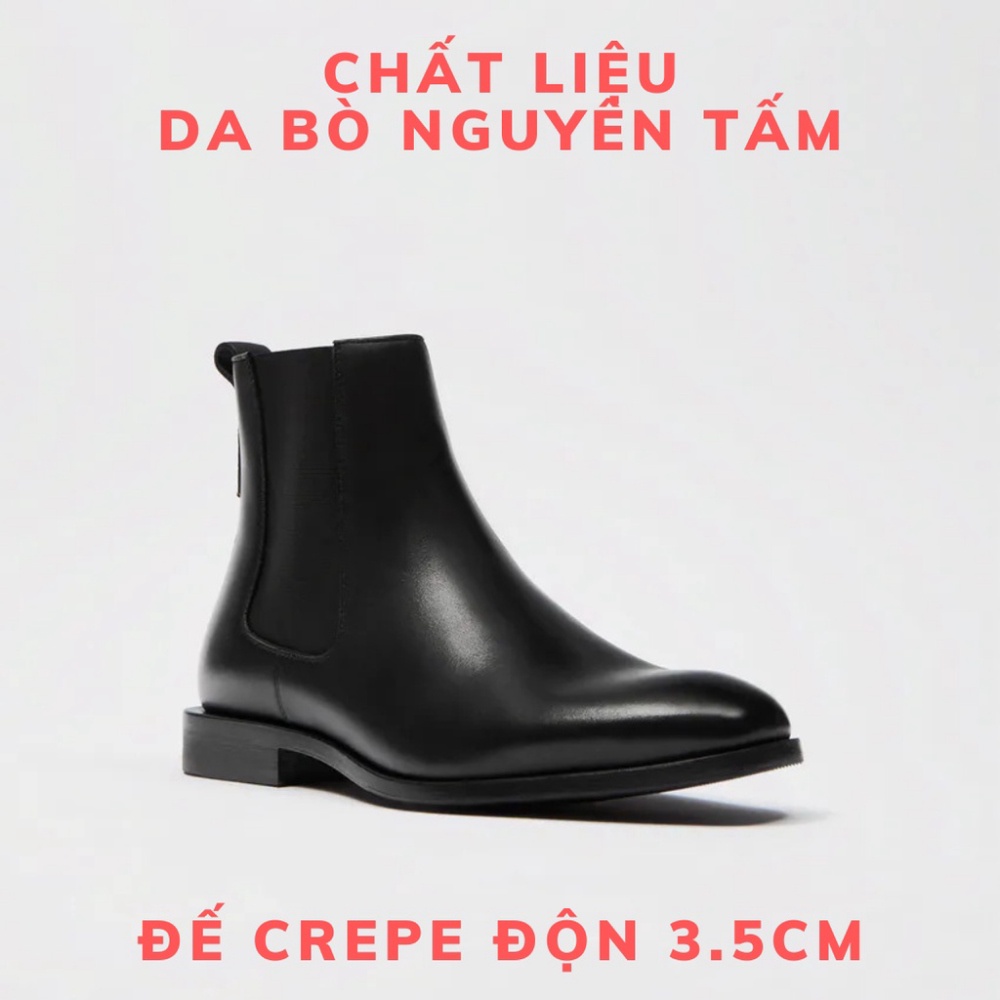 Chelsea boots nam da bò nguyên tấm tăng 3.5cm chiều cao | BigBuy360 - bigbuy360.vn