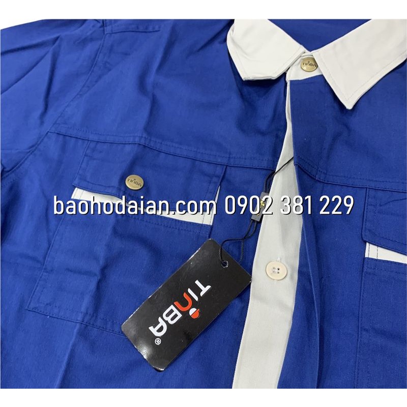 Quần áo bảo hộ màu xanh bích phối kem - Tinba 02