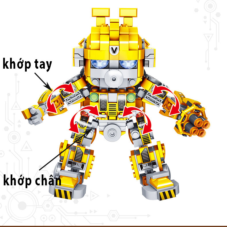 Đồ chơi lắp ghép mẫu Robot Supper Warrior với hơn 500 chi tiết chất liệu nhựa ABS cao cấp