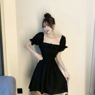 Đầm tiểu thư trễ vai phối bèo nữ tính siêu xinh