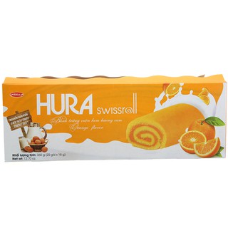 Bánh trứng cuộn kem hương cam Hura Swissroll hộp 360g/20cái