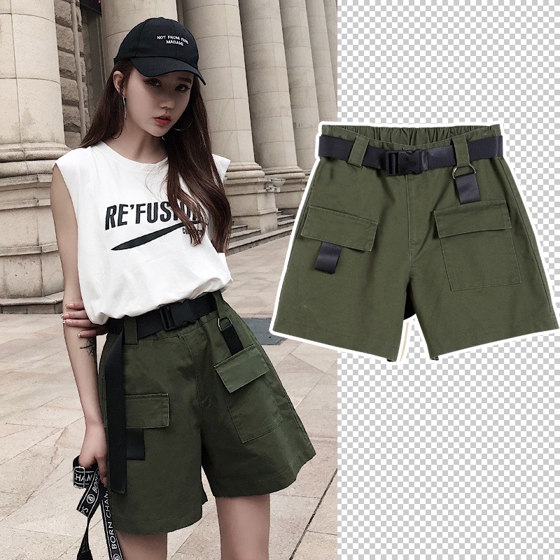 Quần short SuzaHouse kaki Túi Hộp unisex style nam nữ chất dày form rộng, quần sooc nam nữ đen basic