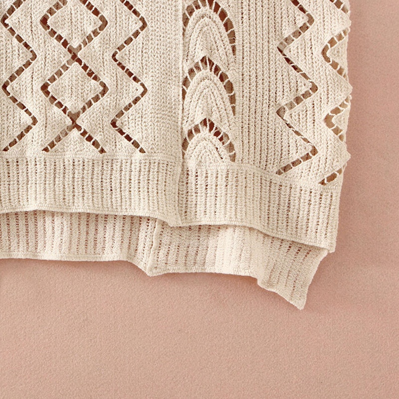 Áo Len Không Tay Cổ Chữ V Họa Tiết Hình Học Thời Trang Nữ