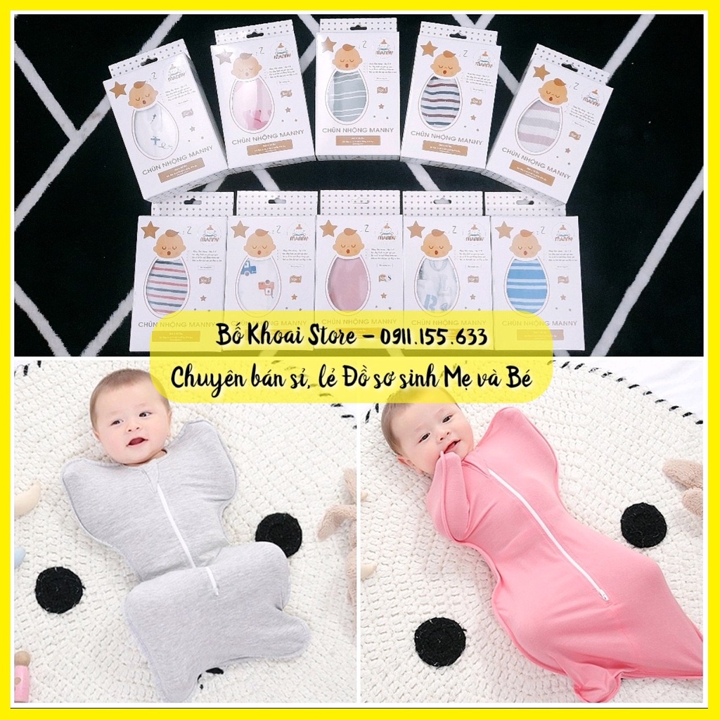 [Chính hãng] Nhộng chũn sợi tre MANNY - Quấn chũn cho bé sơ sinh, mềm mát, co giãn tốt - Bố Khoai Store