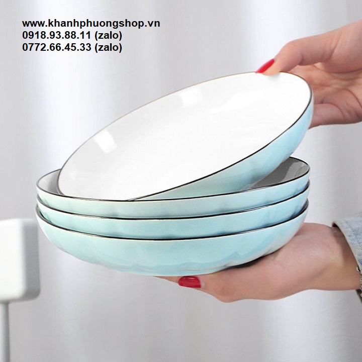 Dĩa sứ xanh biển - dĩa sứ màu xanh
