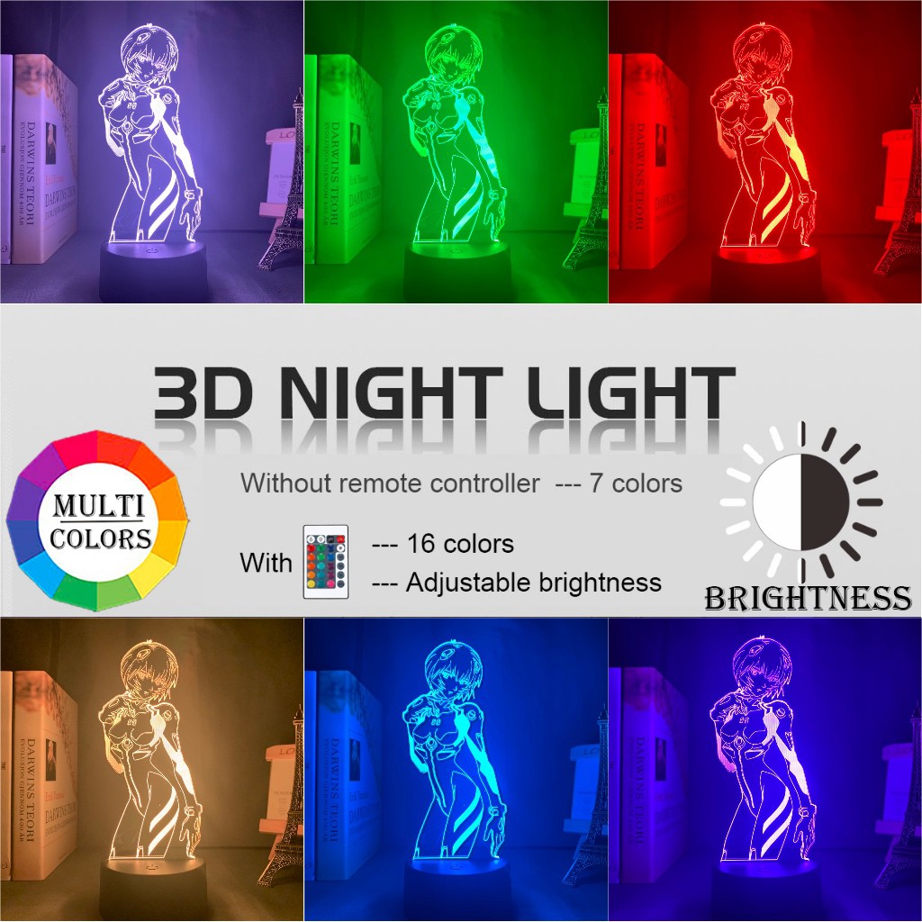 Anime Đèn Neon Genesis Evangelion cho Phòng Trang trí Ánh sáng Ban đêm Rgb Đèn bàn Đầy màu sắc Ayanami Rei Quà tặng Manga