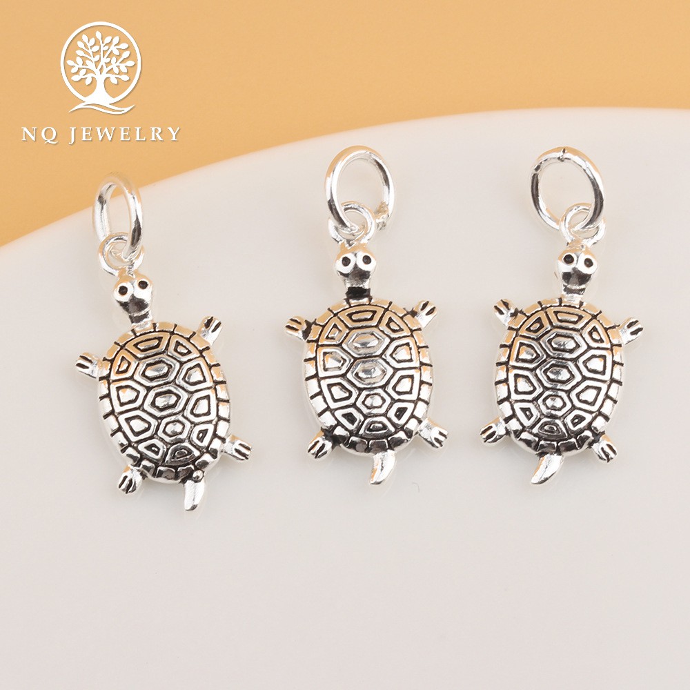 Charm bạc rùa vàng treo - NQ Jewelry