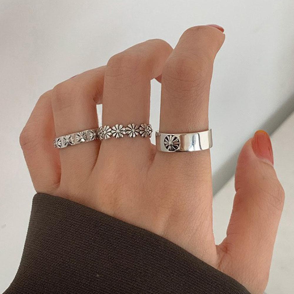 Nhẫn Kim Loại Hình Hoa Cúc Phong Cách La Mã Cổ Điển Cho Nam|Nhẫn Đeo Khớp Ngón Tay Đơn Giản Có Thể Điều Chỉnh Kích Cỡ