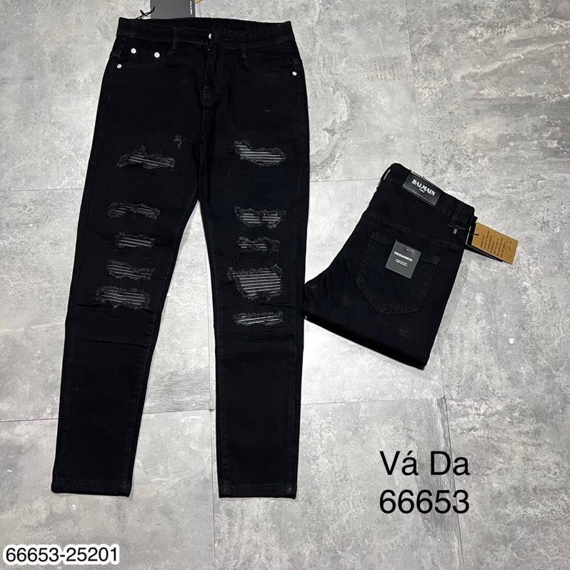 Quần Jeans Nam AMR Vá Da Siêu Cấp - Quần Bò Nam Vá Hot Hiện Nay