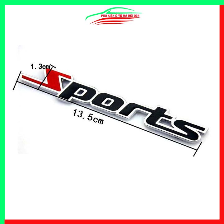 Logo chữ nổi SPORT màu đen hiệu ứng 3D dùng dán đuôi xe ô tô