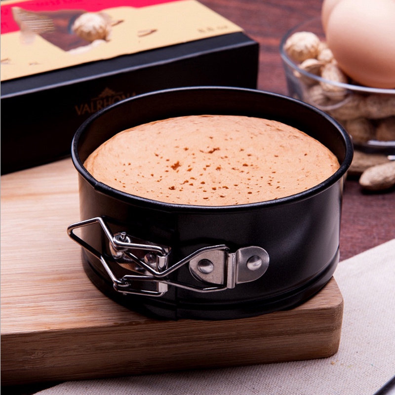 Khuôn Nướng Bánh Tròn Bằng Thép Carbon Chống Dính Màu Đen 4 / 6 / 8 / 10 inch