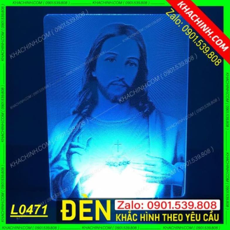 Đèn thờ khắc hình Chúa - nhận làm ảnh theo yêu cầu - Mẫu L0471-R có Remote thay đổi 16 màu