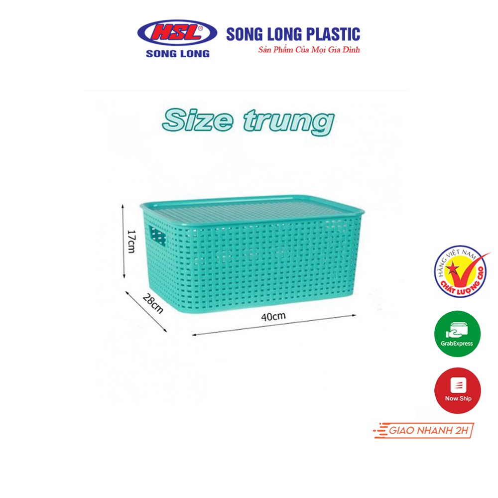 Giỏ đựng đồ đa năng có nắp kiểu Hàn Quốc - Song Long Plastic