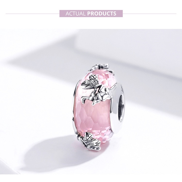 Phụ Kiện Hạt Trang Sức Bamoer SCC1285 Bằng Bạc S925 Hình Cánh Bướm Đính Hạt Pha Lê Phong Cách Châu Âu DIY