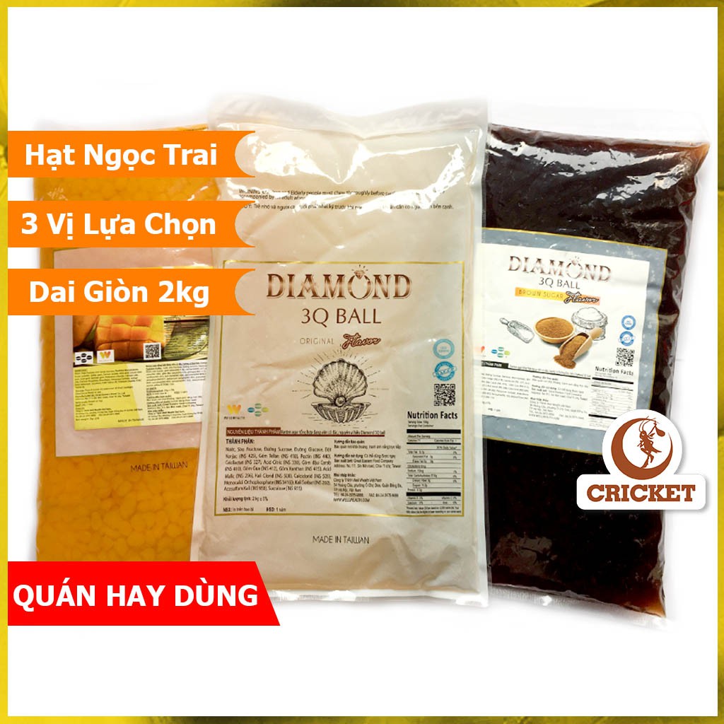 Trân Châu 3Q Diamond Hạt Ngọc Trai 2kg - (Trắng, Caremel, Xoài) - Dai Giòn Ăn Liền