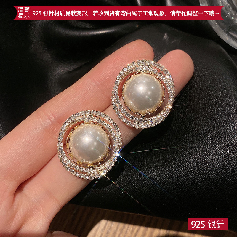 Khuyên tai đính ngọc trai nhân tạo sang trọng thời trang cho phái nữ