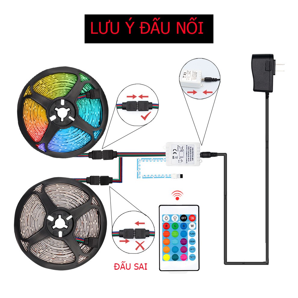 Bộ đèn LED dây dán 5m chip 2835RGB nhiều màu sắc trang trí phủ silicon chống nước (có nhiều lựa chọn)