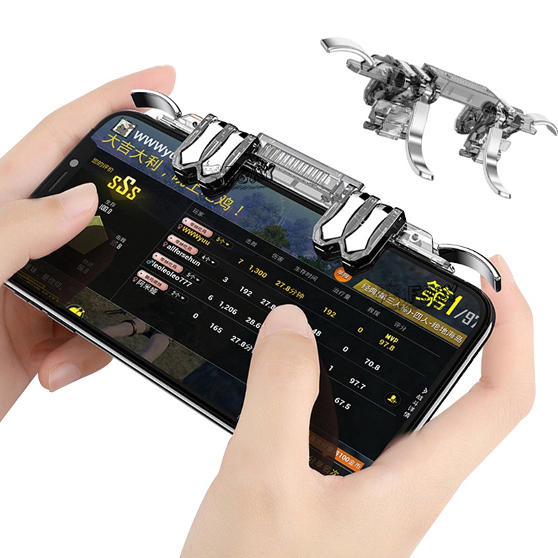 Tay cầm gắn điện thoại K19 kèm nút bấm L1R1 hỗ trợ chơi game PUBG