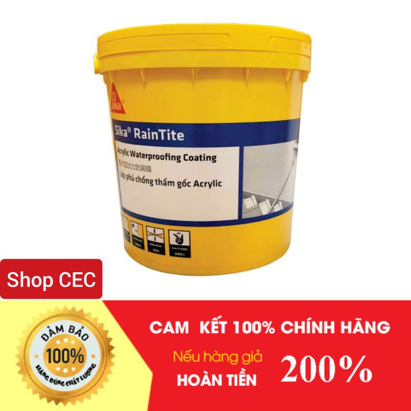 Sơn chống thấm Sika Raintite 4kg - Sơn chống thấm tường ngoài nhà gốc Acrylic