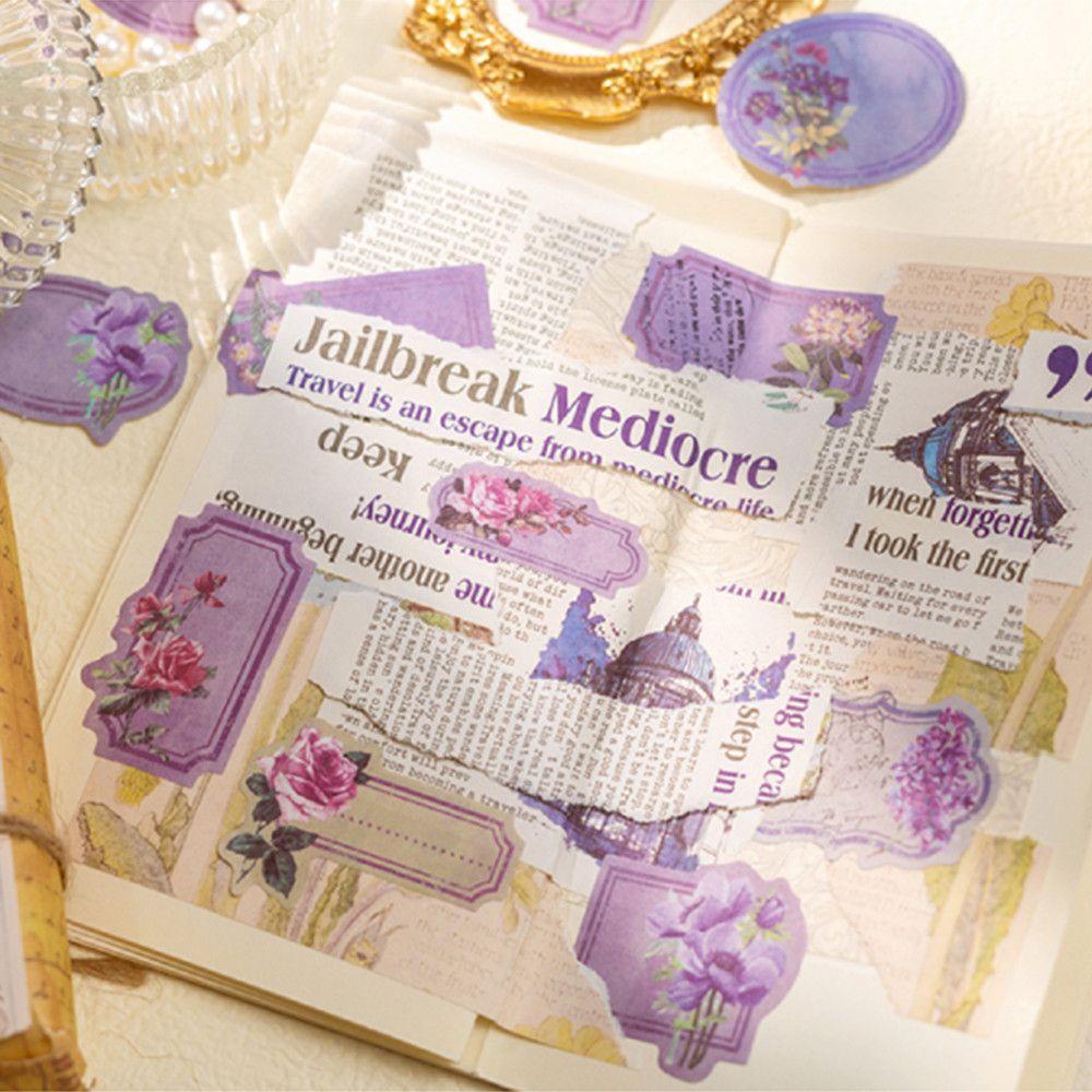 Set 60 Sticker Nhãn Dán Trang Trí Nhật Ký / Vườn Hoa Di Động Dễ Thương