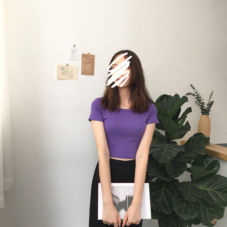 Áo thun croptop dáng bó basic ulzzang 6142