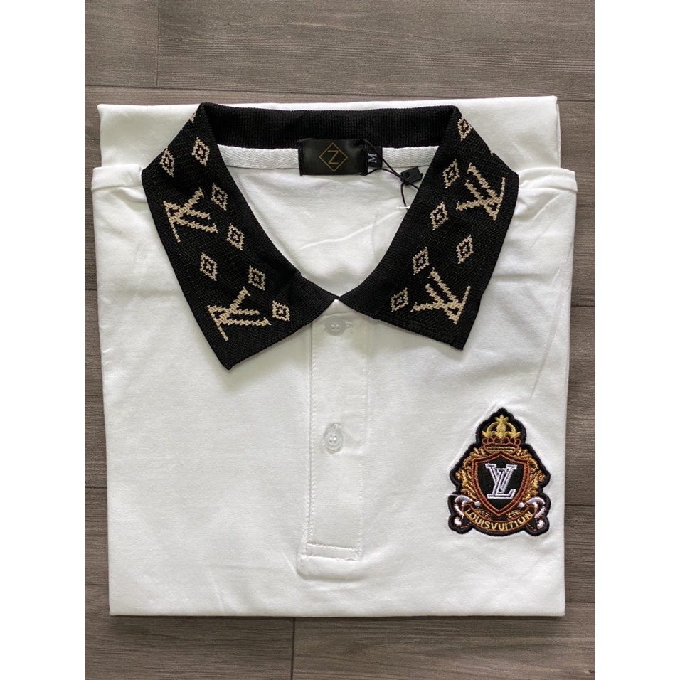 Áo thun nam LV có cổ tay ngắn, áo polo giá rẻ vải cotton dày co dãn tốt KING77_FASHION